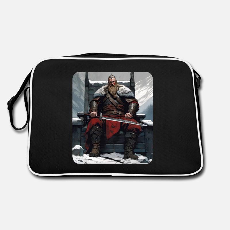 Stolzer Wikinger Krieger Germane mit Schwert Retro Tasche