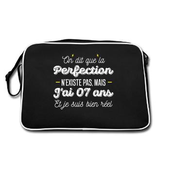 perfection 7 ans / cadeau 7 ans / jai 07 ans - Sac Retro - noir/blanc - Dos