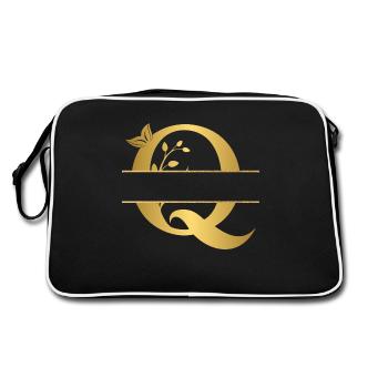 Lettre q personnalisée doré floral - idée cadeau - Sac Retro - noir/blanc - Dos