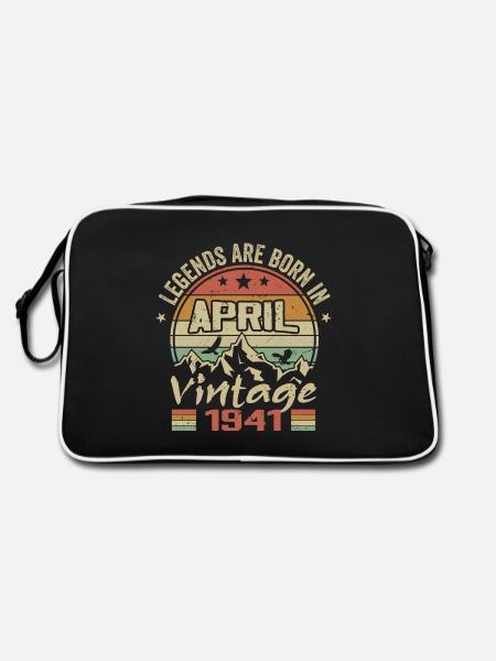 Born April 1941 Vintage - April 1941 Gift - Retro Bag - black/white - Back