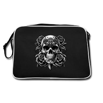 Crâne gothique et Roses Art - Sac Retro - noir/blanc - Dos
