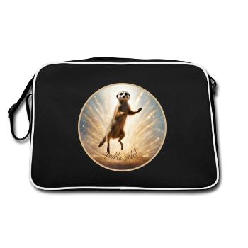 Erdmännchen in Glitzer - Retro Tasche - Schwarz/Weiß - Hinten