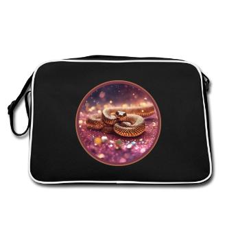 Schlange in Glitzer - Retro Tasche - Schwarz/Weiß - Hinten