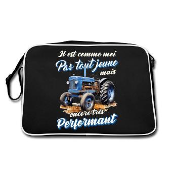 Tracteur ancien agriculteur humour vieux tracteurs - Sac Retro - noir/blanc - Dos