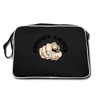 Obacht geben - Retro Tasche - Schwarz/Weiß - Hinten