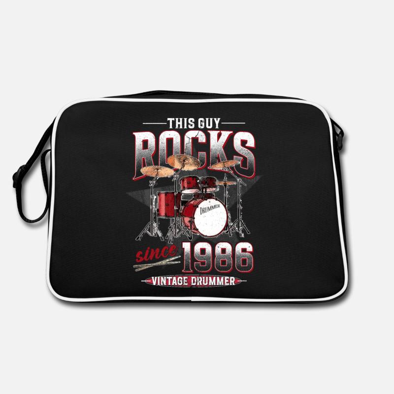 1986 Vintage Drum Drummer Anniversaire - Sac Retro - noir/blanc