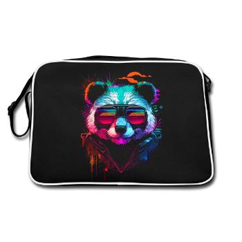 Hipster panda - Retro Bag - black/white - Back