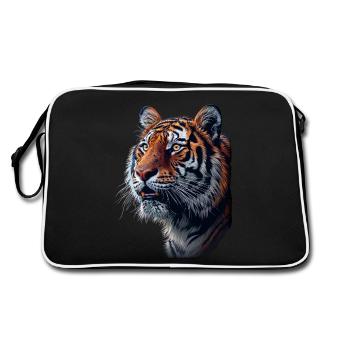 Tiger in side profile - Retro Bag - black/white - Back