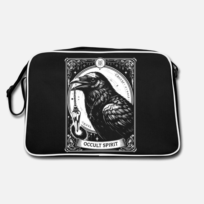 Okkulter Geist Rabe Pendel - Retro Tasche - Schwarz/Weiß