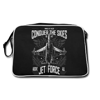 Erobern Sie die Lüfte F16 Jet Vintage Militärflug - Retro Tasche - Schwarz/Weiß - Hinten