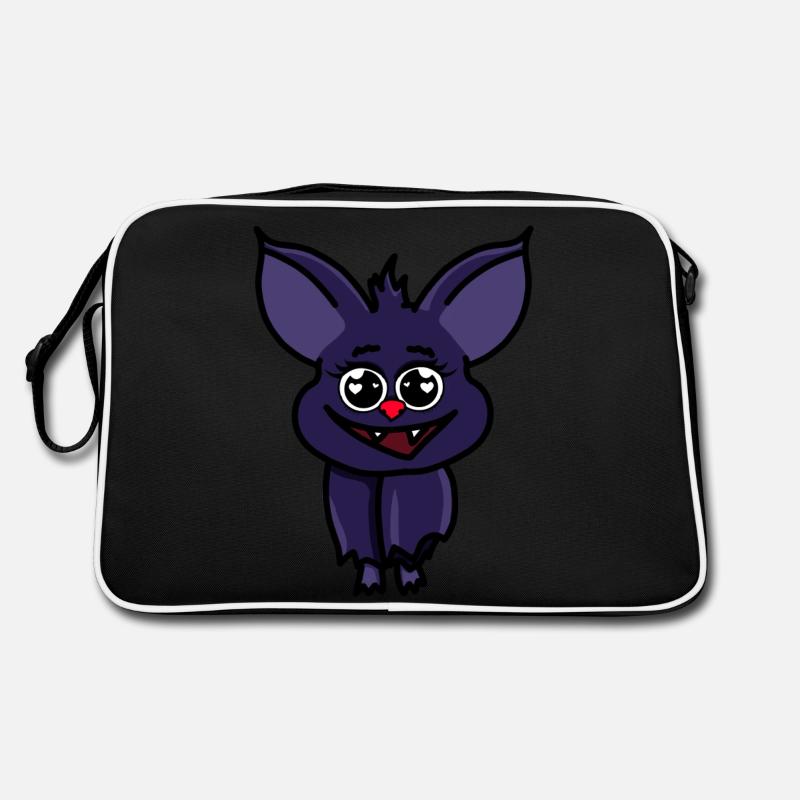 Fledermaus Halloween Kinder süß Herzchen Augen Bat Retro Tasche
