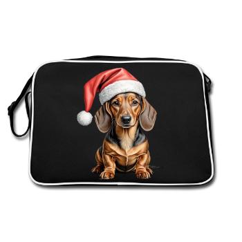 Dachshund christmas dog - Retro Bag - black/white - Back