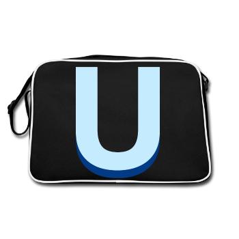 Pop und moderner blauer U-Buchstabe - Retro Tasche - Schwarz/Weiß - Hinten
