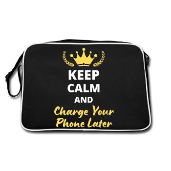 Keep Calm and Charge Your Phone Later - Retro Bag - black/white - Back