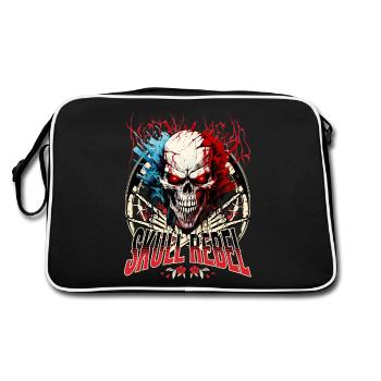crâne crâne squelette moto motard gang - Sac Retro - noir/blanc - Dos