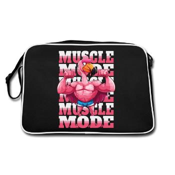 Flamingo Muskeln Fitness Bodybuilding Muscle Mode - Retro Tasche - Schwarz/Weiß - Hinten