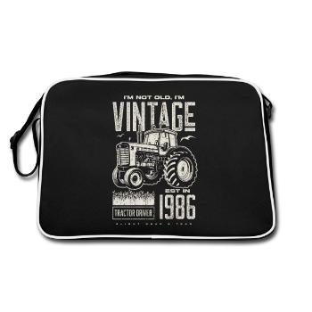 Vintage Traktor Landwirt Geburtstag geboren 1986 - Retro Tasche - Schwarz/Weiß - Hinten