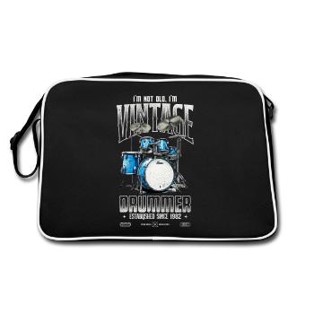 I'm Not Old I'm Vintage Retro 1982 Drummer - Retro Bag - black/white - Back
