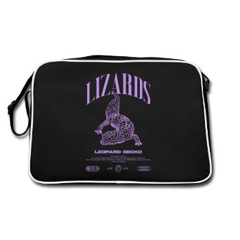 Leopard Gecko Moderne Reptilienwärter Streetwear - Retro Tasche - Schwarz/Weiß - Hinten