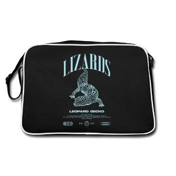 Leopard Gecko Moderne Reptilienwärter Streetwear - Retro Tasche - Schwarz/Weiß - Hinten