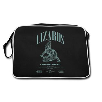 Leopard Gecko Moderne Reptilienwärter Streetwear - Retro Tasche - Schwarz/Weiß - Hinten