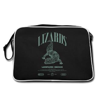 Leopard Gecko Moderne Reptilienwärter Streetwear - Retro Tasche - Schwarz/Weiß - Hinten