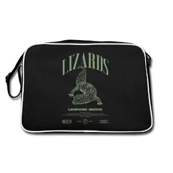 Leopard Gecko Moderne Reptilienwärter Streetwear - Retro Tasche - Schwarz/Weiß - Hinten