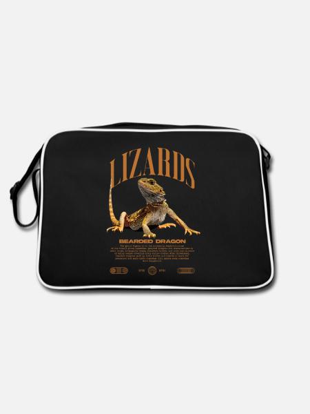 Dragon barbu Streetwear gardien de lézard - Sac Retro - noir/blanc - Dos