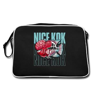 Schöner Kok Lustiger Blumenhorn-Buntbarsch Fischhalter - Retro Tasche - Schwarz/Weiß - Hinten
