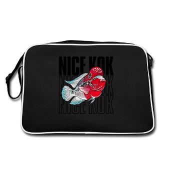 Schöner Kok Lustiger Blumenhorn-Buntbarsch Fischhalter - Retro Tasche - Schwarz/Weiß - Hinten