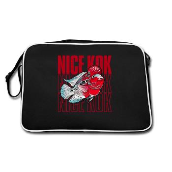 Schöner Kok Lustiger Blumenhorn-Buntbarsch Fischhalter - Retro Tasche - Schwarz/Weiß - Hinten