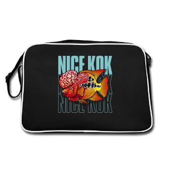Schöner Kok Lustiger Blumenhorn-Buntbarsch Fischhalter - Retro Tasche - Schwarz/Weiß - Hinten