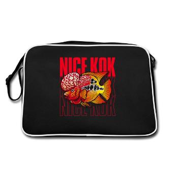 Schöner Kok Lustiger Blumenhorn-Buntbarsch Fischhalter - Retro Tasche - Schwarz/Weiß - Hinten