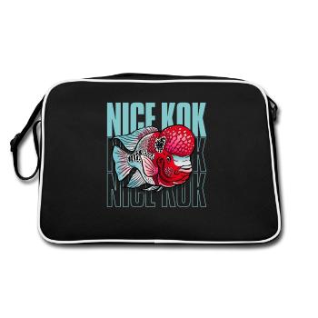 Schöner Kok Lustiger Blumenhorn-Buntbarsch Fischhalter - Retro Tasche - Schwarz/Weiß - Hinten
