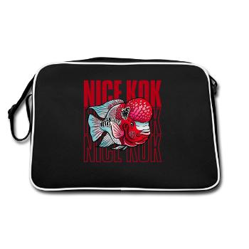 Schöner Kok Lustiger Blumenhorn-Buntbarsch Fischhalter - Retro Tasche - Schwarz/Weiß - Hinten