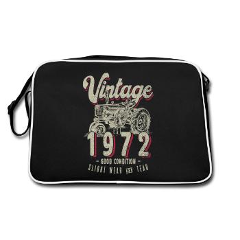 Oldtimer Traktor Farmer Geburtstag Jahrgang 1972 - Retro Tasche - Schwarz/Weiß - Hinten