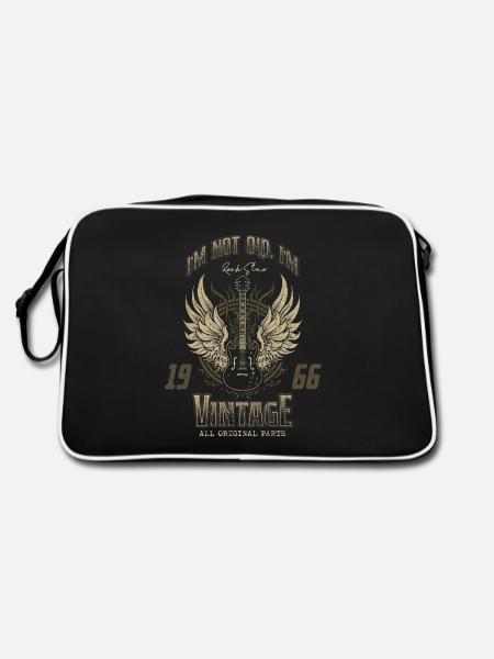Ich bin nicht alt, ich bin Vintage Retro 1966 Gitarrist - Retro Tasche - Schwarz/Weiß - Hinten