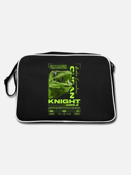 Cuban Knight Anole Reptile Keeper Lizard - Retro Bag - black/white - Back
