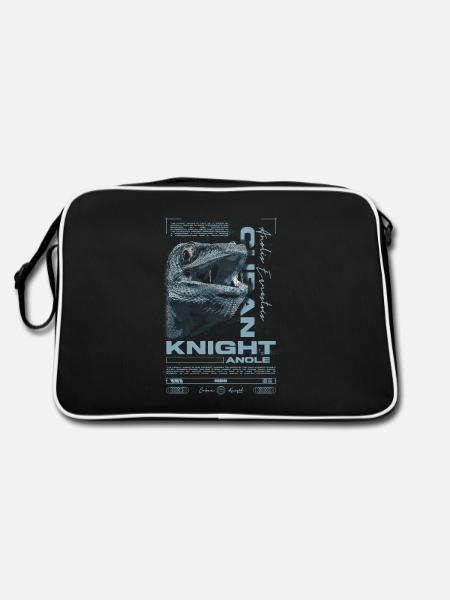 Cuban Knight Anole Reptile Keeper Lizard - Retro Bag - black/white - Back