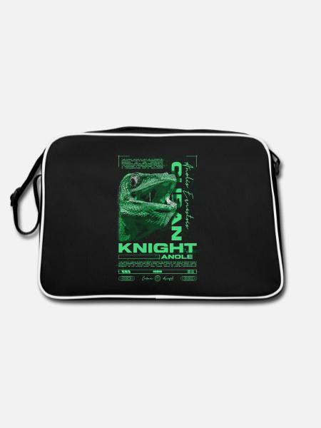 Cuban Knight Anole Reptile Keeper Lizard - Retro Bag - black/white - Back