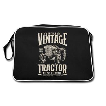 Oldtimer Traktor Bauer Geburtstag Jahrgang 1972 - Retro Tasche - Schwarz/Weiß - Hinten