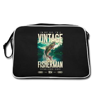 Vintage Trout Fisherman Fishing Birthday 1934 - Retro Bag - black/white - Back