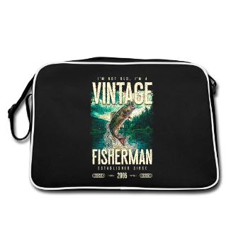 Vintage Trout Fisherman Fishing Birthday 2006 - Retro Bag - black/white - Back