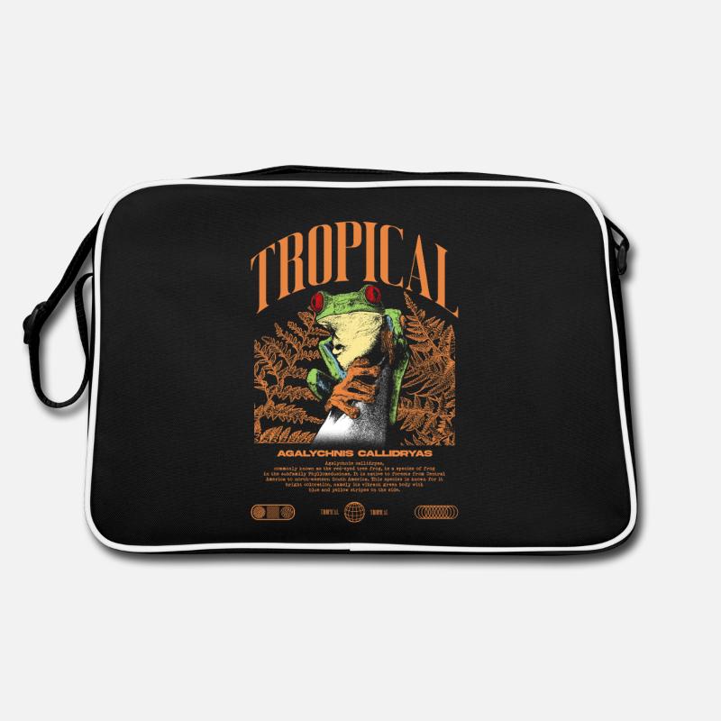 Rotäugiger Laubfrosch Regenwald Amphibie - Retro Tasche - Schwarz/Weiß