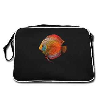 Diskusbuntbarsch Fischhalter - Retro Tasche - Schwarz/Weiß - Hinten
