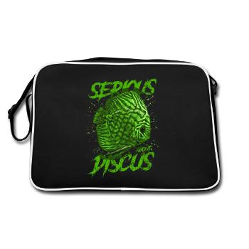 Ernsthaft über Diskusfischhalter Aquarianer - Retro Tasche - Schwarz/Weiß - Hinten
