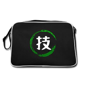Japanese Kanji Attribute TECHNIQUE - Anime Shirt - Retro Bag - black/white - Back
