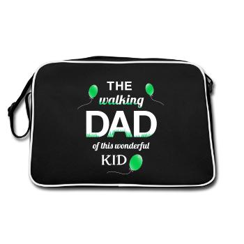Walking Dad Kid Proud Dad Child - Retro Bag - black/white - Back