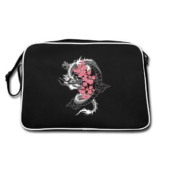Japanese Dragon Cherry Blossom Tree Sakura Tree - Retro Bag - black/white - Back