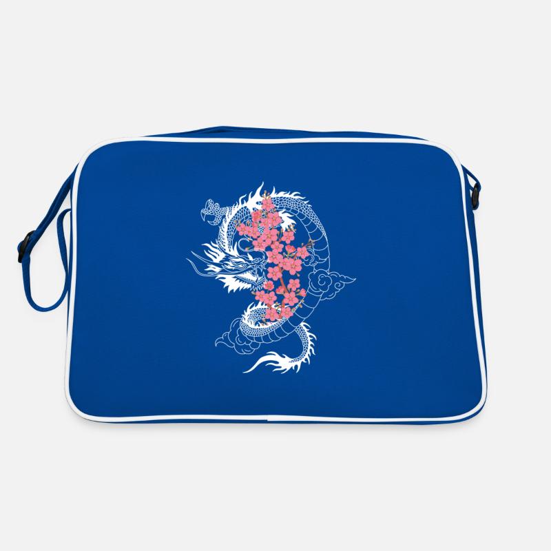 Japanischer Drache Kirschblüten Baum Sakura Tree Retro Tasche